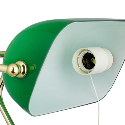Bankerlampe mit grünem Glasschirm