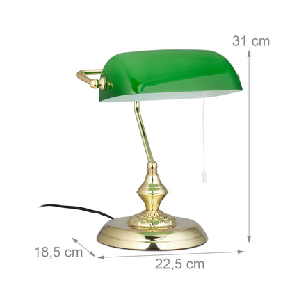 Bankerlampe mit grünem Glasschirm