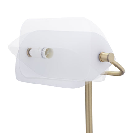 Banker lamp with white shade