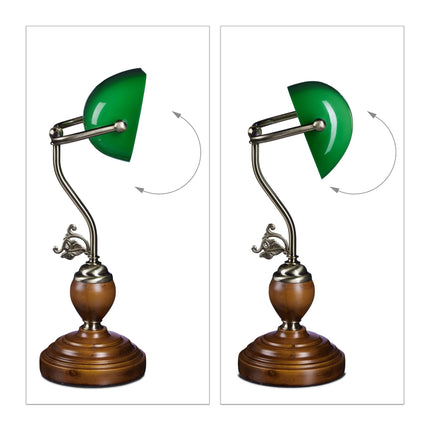 Bankerlampe JONES mit Holzsockel