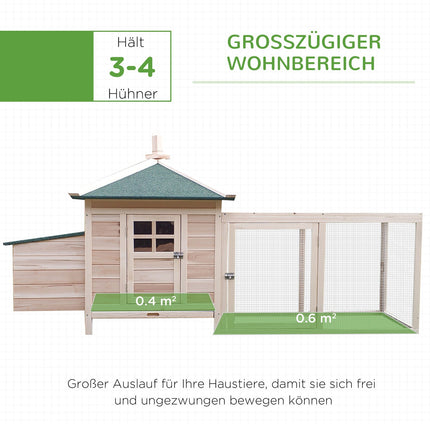Chicken House with Run & Perches, Winterproof Pine