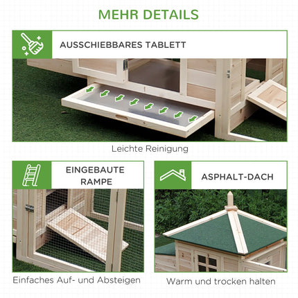 Chicken House with Run & Perches, Winterproof Pine