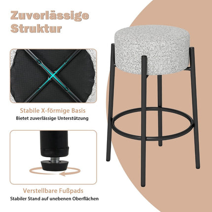Barhocker 68cm, gepolsterter Sitz, ohne Rückenlehne, Metallgestell