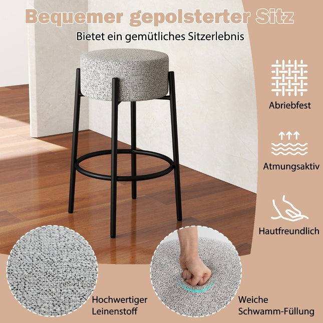 Barhocker 68cm, gepolsterter Sitz, ohne Rückenlehne, Metallgestell