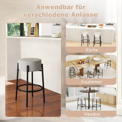 Barhocker 68cm, gepolsterter Sitz, ohne Rückenlehne, Metallgestell