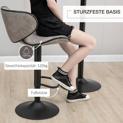 Verstellbare Barhocker aus Kunstleder – 2er-Set mit Fußstützen