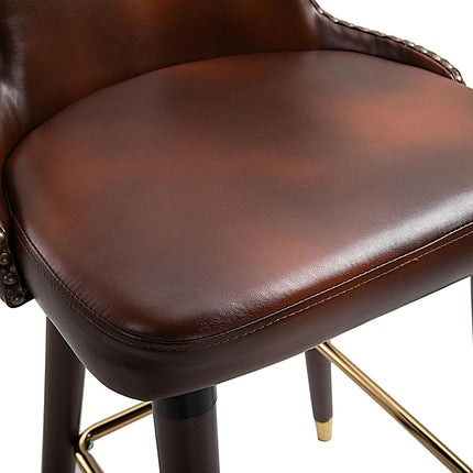 Barkrukken Set Van 2 Elegante Barstoelen Met Voetsteun En Rugleuning, Bistrokruk, Eetkamerstoel, Pu, Bruin, 52X53X101Cm