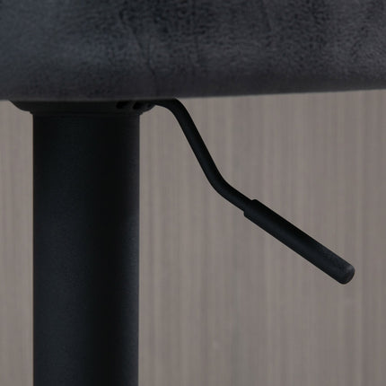 Adjustable barstools in gray artificial leather with armrests, set of 2