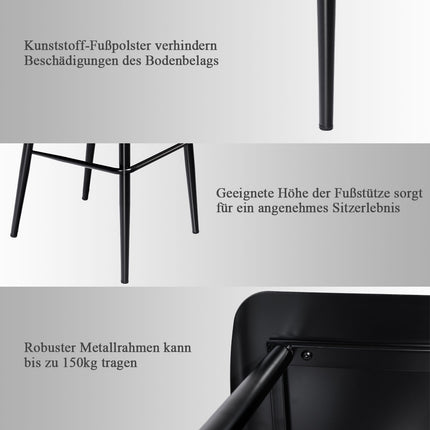 Barhocker 2er-Set, Rückenlehne aus Metall, Sitzhöhe 75 cm