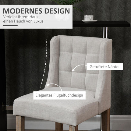 Moderne Barhocker, beige, niedrige Rückenlehne, Leinen, 2 Stück
