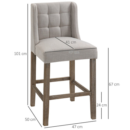 Moderne Barhocker, beige, niedrige Rückenlehne, Leinen, 2 Stück