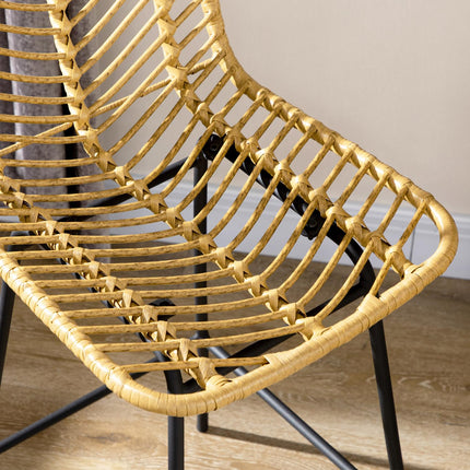 Lot de 2 tabourets de bar, chaises de bar style rat, tabourets de bar avec dossier, tabourets de cuisine style bohème, chaises de bar, cuisine, acier, jaune