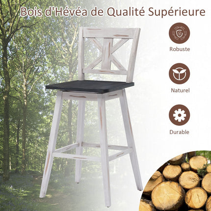 Barhocker 2er-Set, 360° drehbar, 73,6 cm (29 Zoll), Weiß