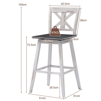 Barhocker 2er-Set, 360° drehbar, 73,6 cm (29 Zoll), Weiß
