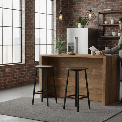 Barhocker 2er-Set, MDF-Sitz, Metallgestell