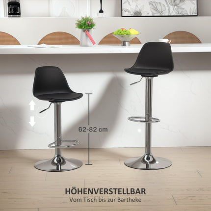 Nastavitelné barové židle, sada 2 ks, umělá kůže, černá