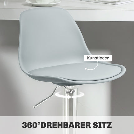 Höhenverstellbare graue Barhocker, 2er-Set, Kunstleder