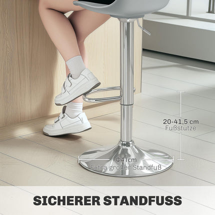 Höhenverstellbare graue Barhocker, 2er-Set, Kunstleder