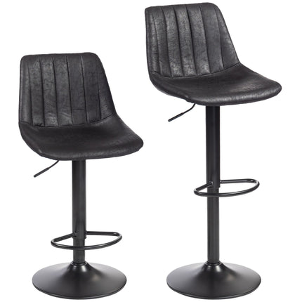 Barové stoličky, sada 2 ks, retro, nastavitelná výška, černé