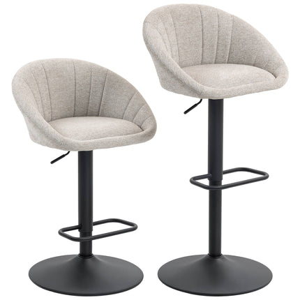Bar Stools Set of 2, Swivel, Adjustable Height, With Armrests, Backrest