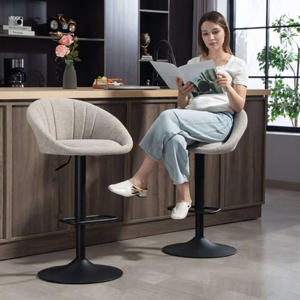 Bar Stools Set of 2, Swivel, Adjustable Height, With Armrests, Backrest