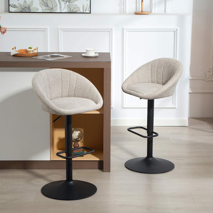 Bar Stools Set of 2, Swivel, Adjustable Height, With Armrests, Backrest