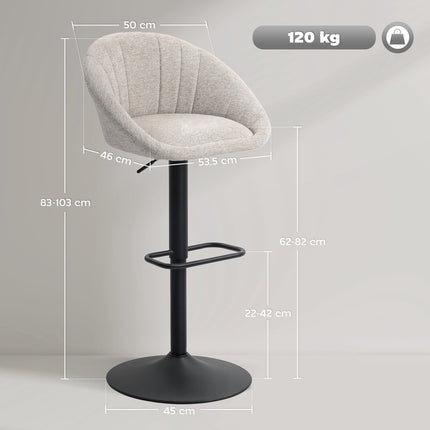 Bar Stools Set of 2, Swivel, Adjustable Height, With Armrests, Backrest