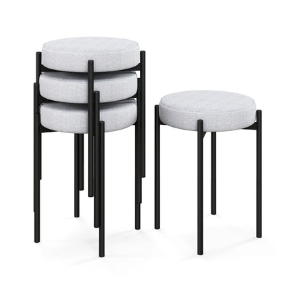 Barhocker 4er-Set, gepolstert, stapelbar, Metallbeine – Hellgrau
