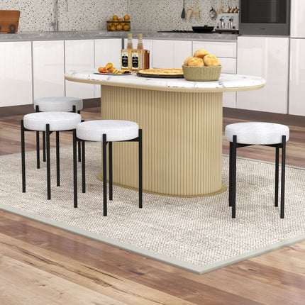 Barhocker 4er-Set, gepolstert, stapelbar, Metallbeine – Hellgrau