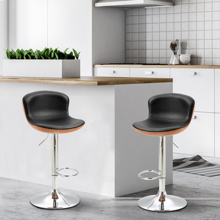 Verstellbare schwarze Barhocker mit Rückenlehne, 2er-Set