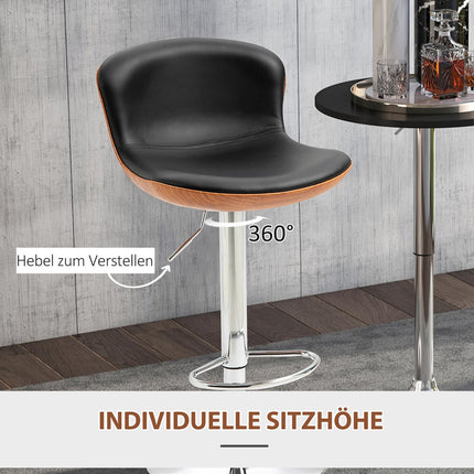 Verstellbare schwarze Barhocker mit Rückenlehne, 2er-Set