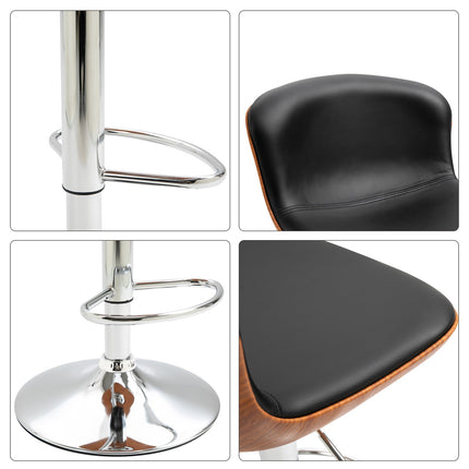 Verstellbare schwarze Barhocker mit Rückenlehne, 2er-Set