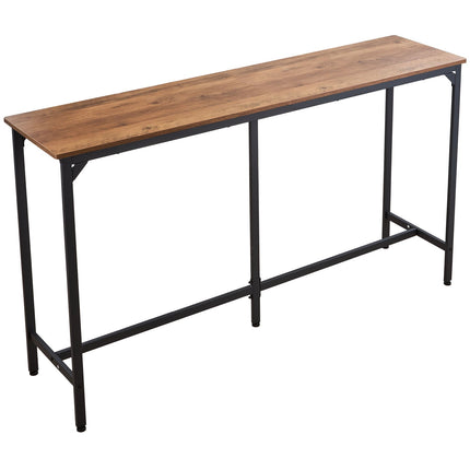 Bar Table, 63 x 16 in Rectangular High Top, Brown Black