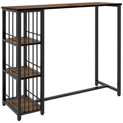 Bartisch - Holzoptik, 3 Ablagen, Stahlrahmen, 120x40x105 cm