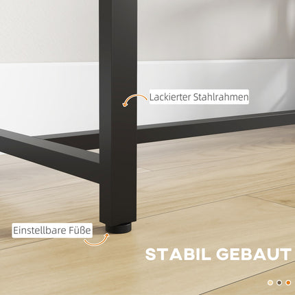 Bartisch - Holzoptik, 3 Ablagen, Stahlrahmen, 120x40x105 cm
