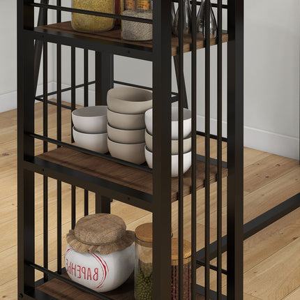 Bartisch - Holzoptik, 3 Ablagen, Stahlrahmen, 120x40x105 cm