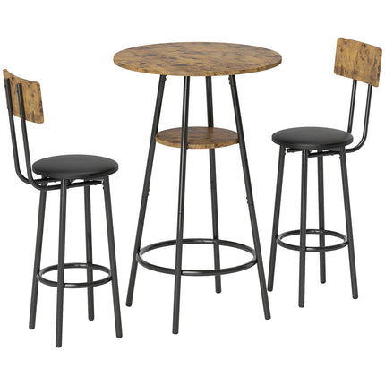 Bartisch-Set, 3-teilig, Kunstleder, Braun