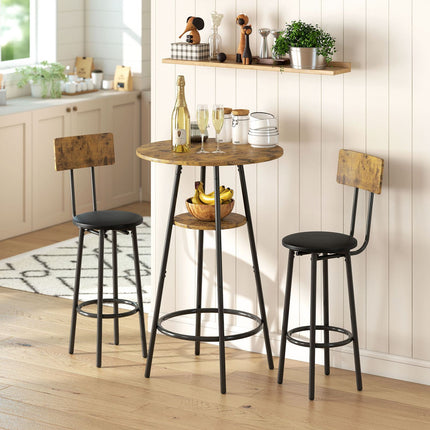 Bartisch-Set, 3-teilig, Kunstleder, Braun