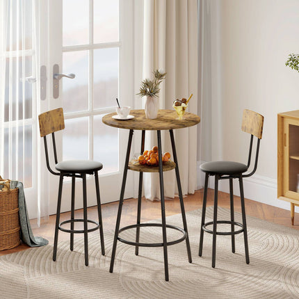 Bartisch-Set, 3-teilig, Kunstleder, Braun