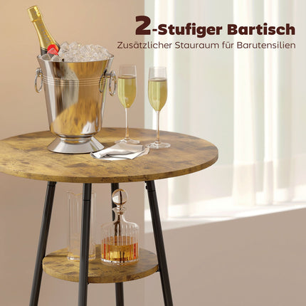 Bartisch-Set, 3-teilig, Kunstleder, Braun