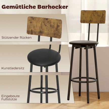 Bartisch-Set, 3-teilig, Kunstleder, Braun
