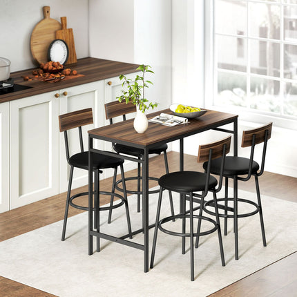 Bartisch-Set, 5-teilig, Holz & Stahl, Industrial Design