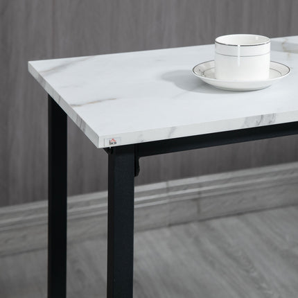 3-piece dining table set in steel with white and black stools