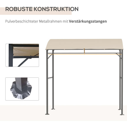 Grilldach mit UV-beständiger Regenabdeckung, beiges Stahlgestell