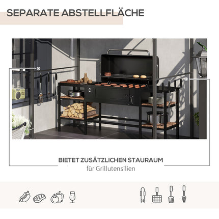 Grilldach mit UV-beständiger Regenabdeckung, beiges Stahlgestell