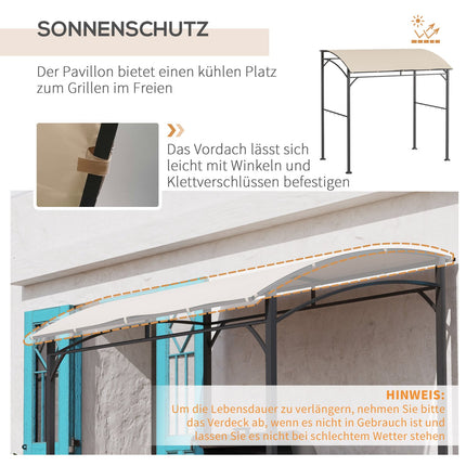 Grilldach mit UV-beständiger Regenabdeckung, beiges Stahlgestell
