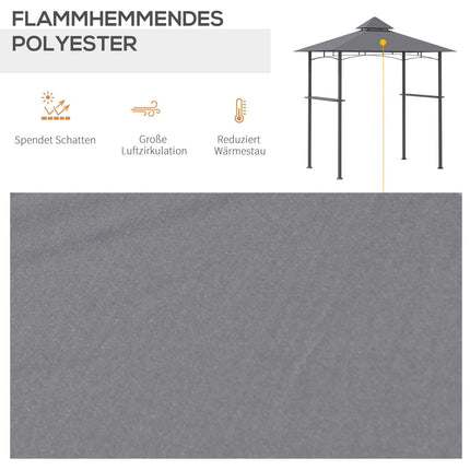 Grillpavillon, Flammschutz, Grau, 245x148x252 cm