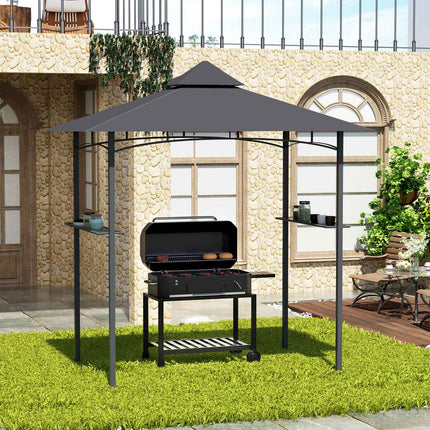Grillpavillon, Flammschutz, Grau, 245x148x252 cm
