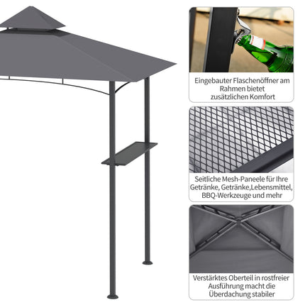 Grillpavillon, Flammschutz, Grau, 245x148x252 cm