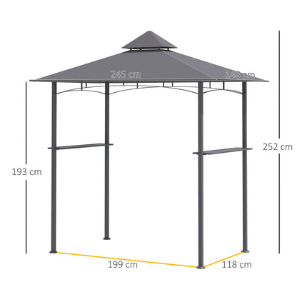 Grillpavillon, Flammschutz, Grau, 245x148x252 cm